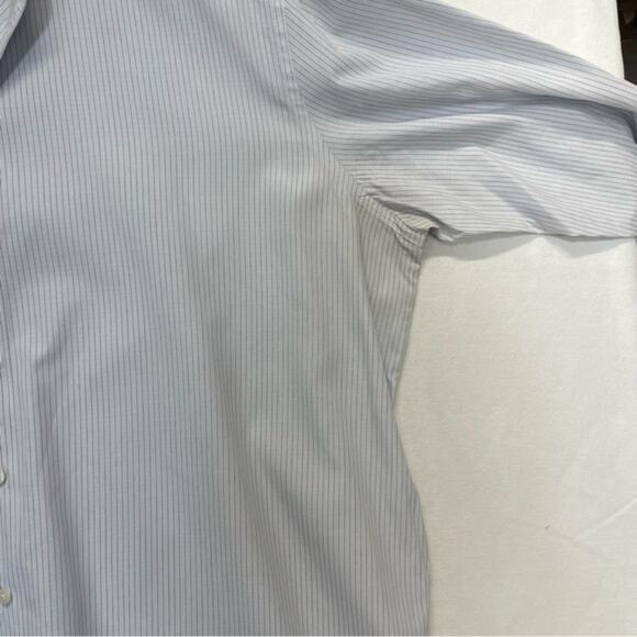 Perry Ellis Striped Button Down Shirt baby blue pinstripes cotton Men’s Size XXL - Picture 6 of 7